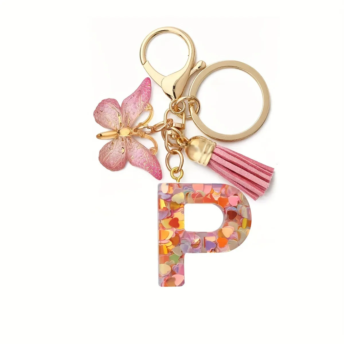 Resin Initial Letter Keychain for Purse and Backpack