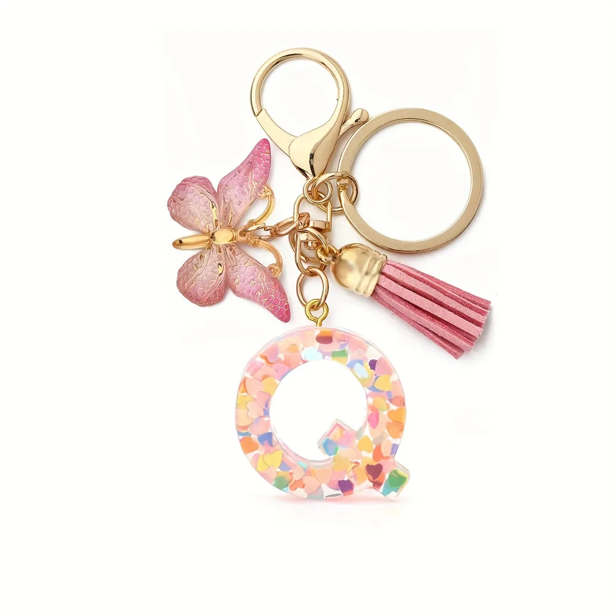 Resin Initial Letter Keychain for Purse and Backpack