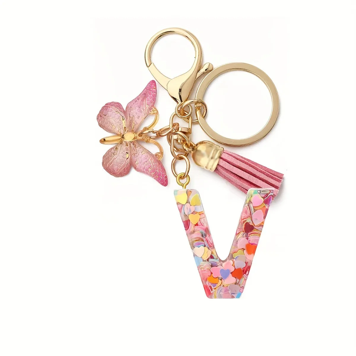 Resin Initial Letter Keychain for Purse and Backpack