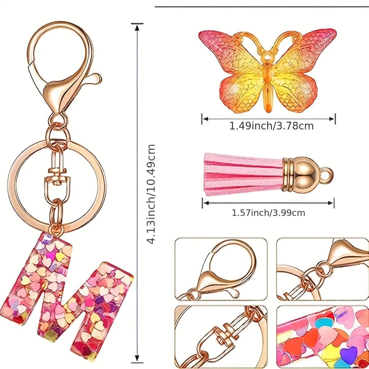 Resin Initial Letter Keychain for Purse and Backpack