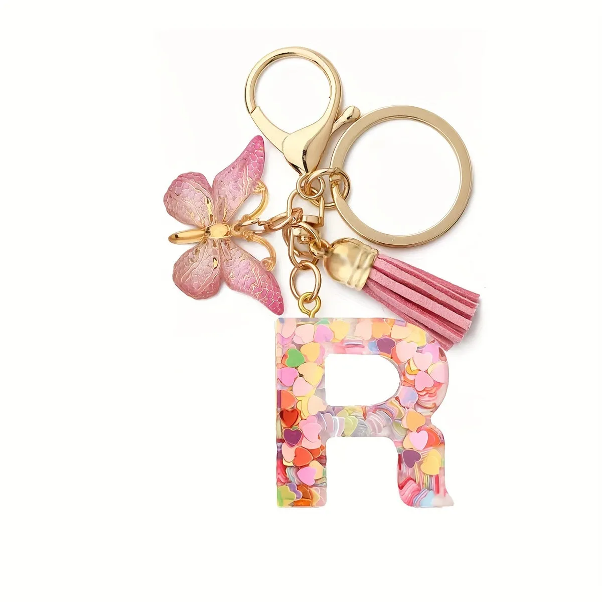 Resin Initial Letter Keychain for Purse and Backpack