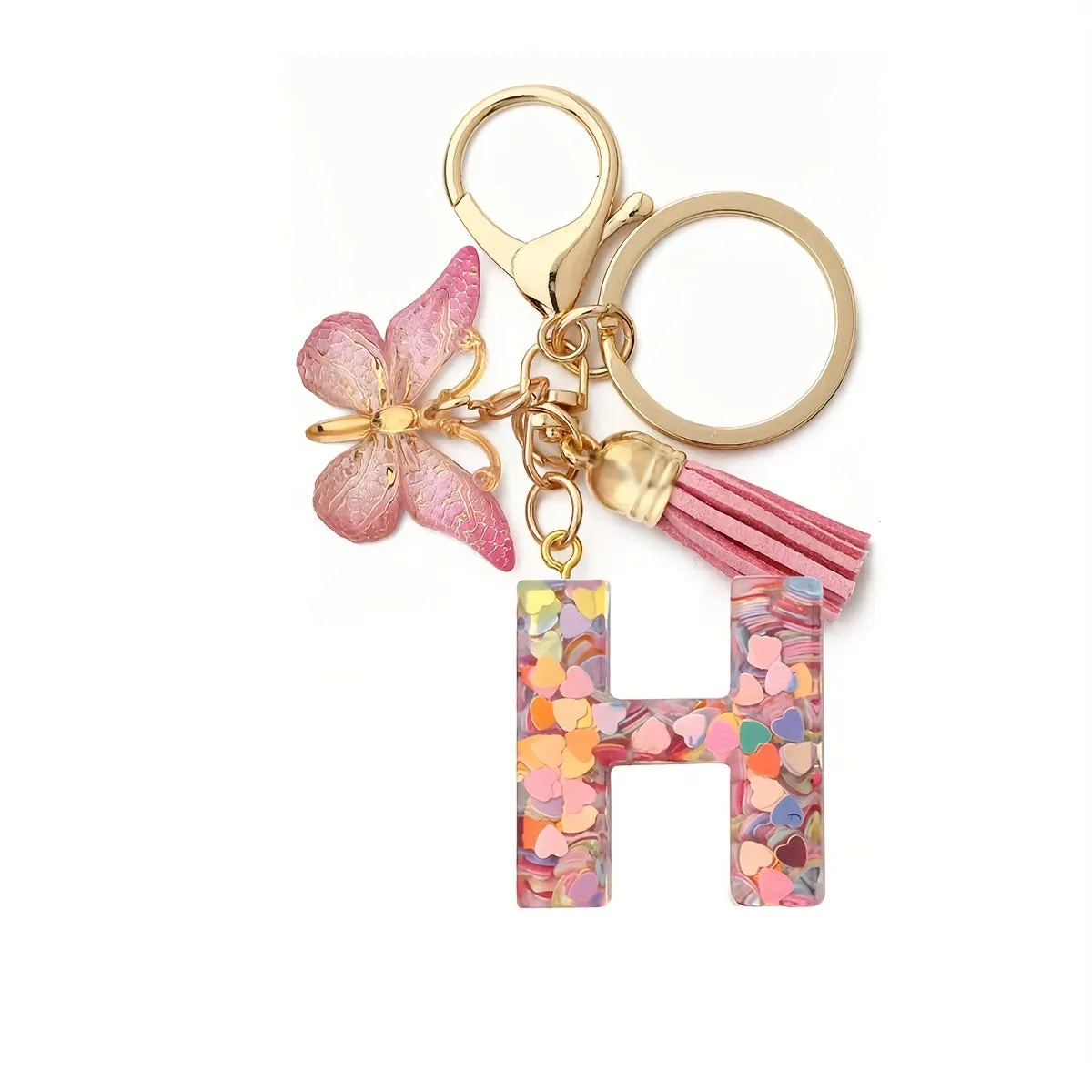 Resin Initial Letter Keychain for Purse and Backpack