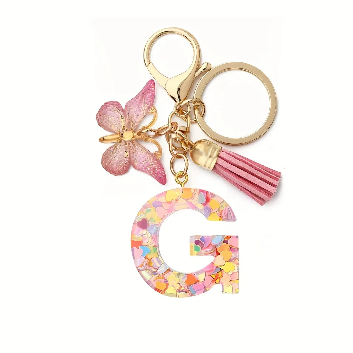 Resin Initial Letter Keychain for Purse and Backpack