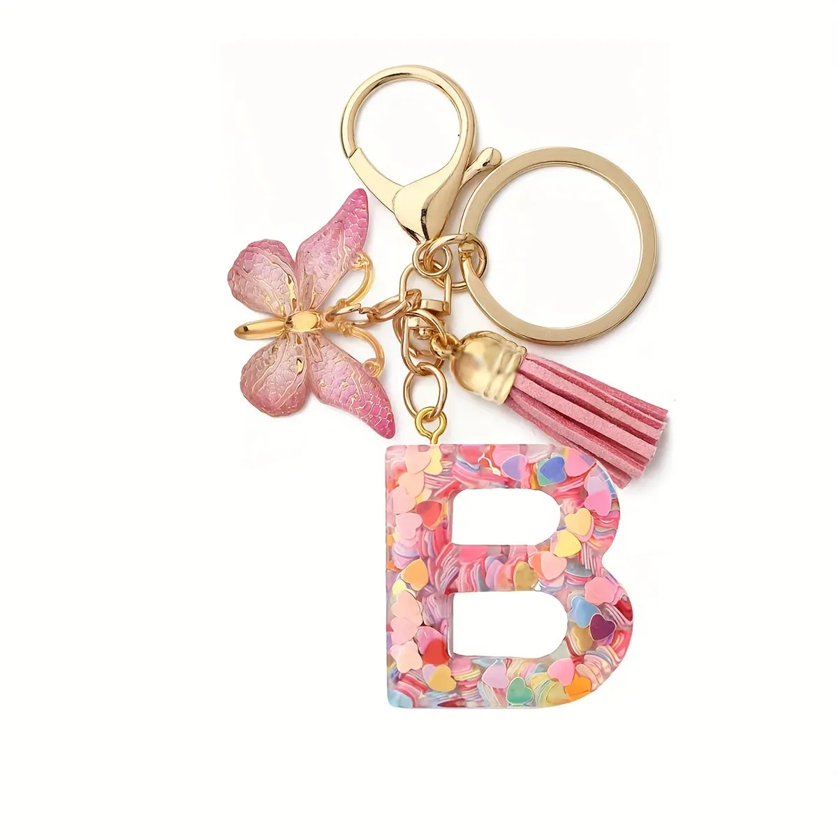 Resin Initial Letter Keychain for Purse and Backpack