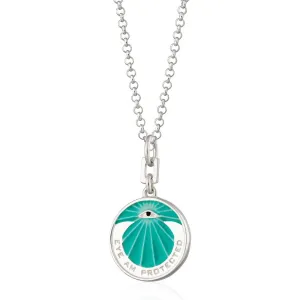 Silver Eye Am Protected Turquoise Coin Necklace