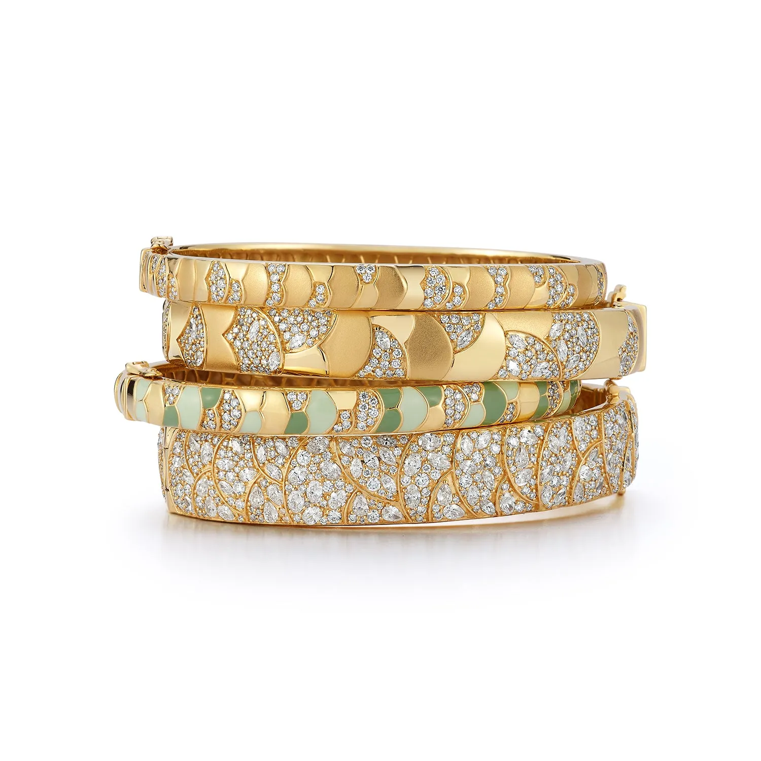 Slim Aegean Cuff - Enamel and Diamonds