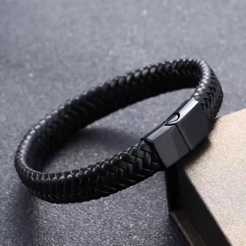 Stylish Mens Black Woven Bracelet for Everyday Elegance