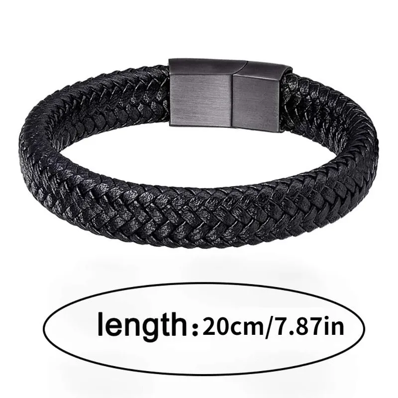 Stylish Mens Black Woven Bracelet for Everyday Elegance