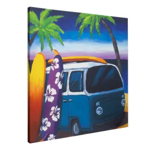 Surf Mini Bus Outdoor Canvas Art Print - 35x35