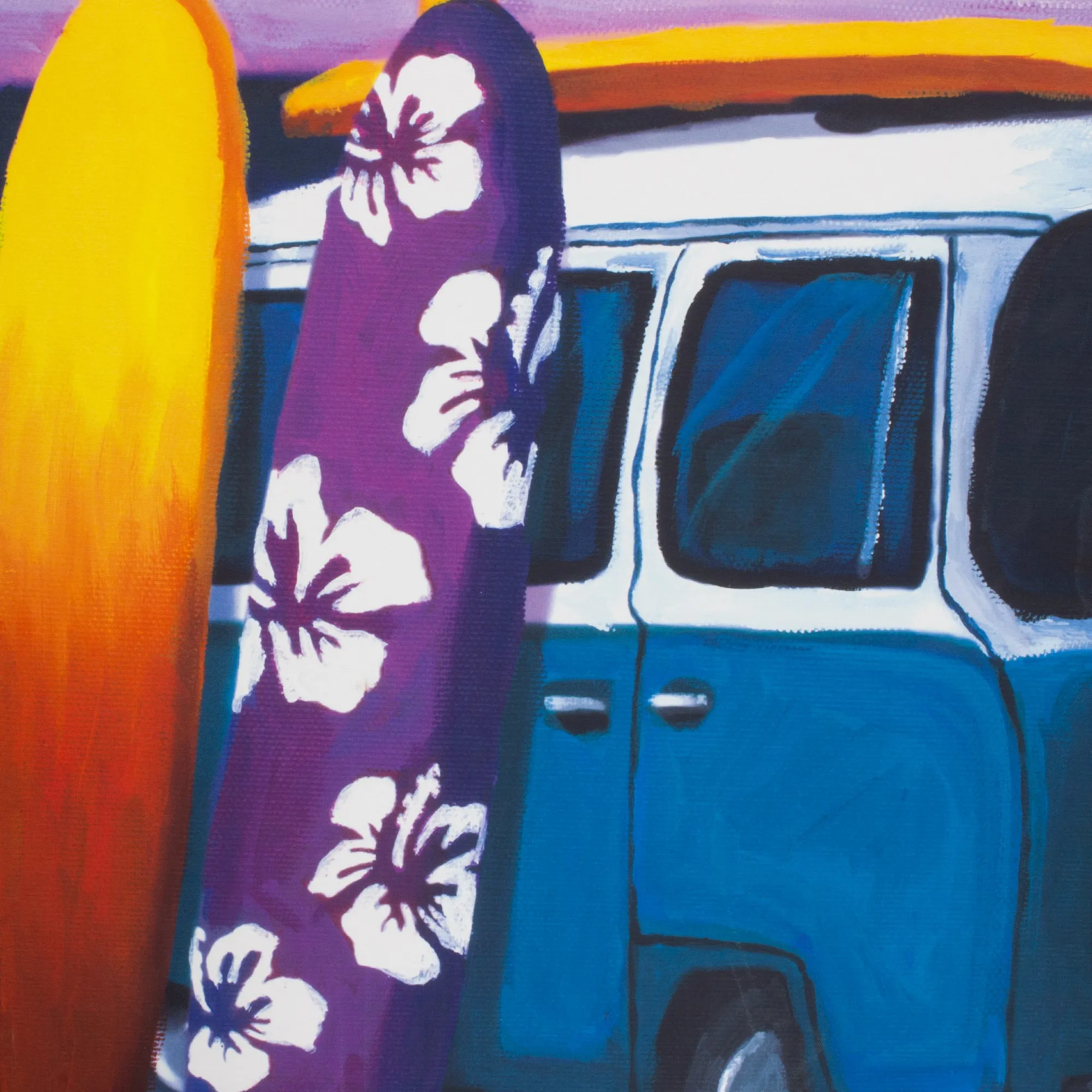 Surf Mini Bus Outdoor Canvas Art Print - 35x35