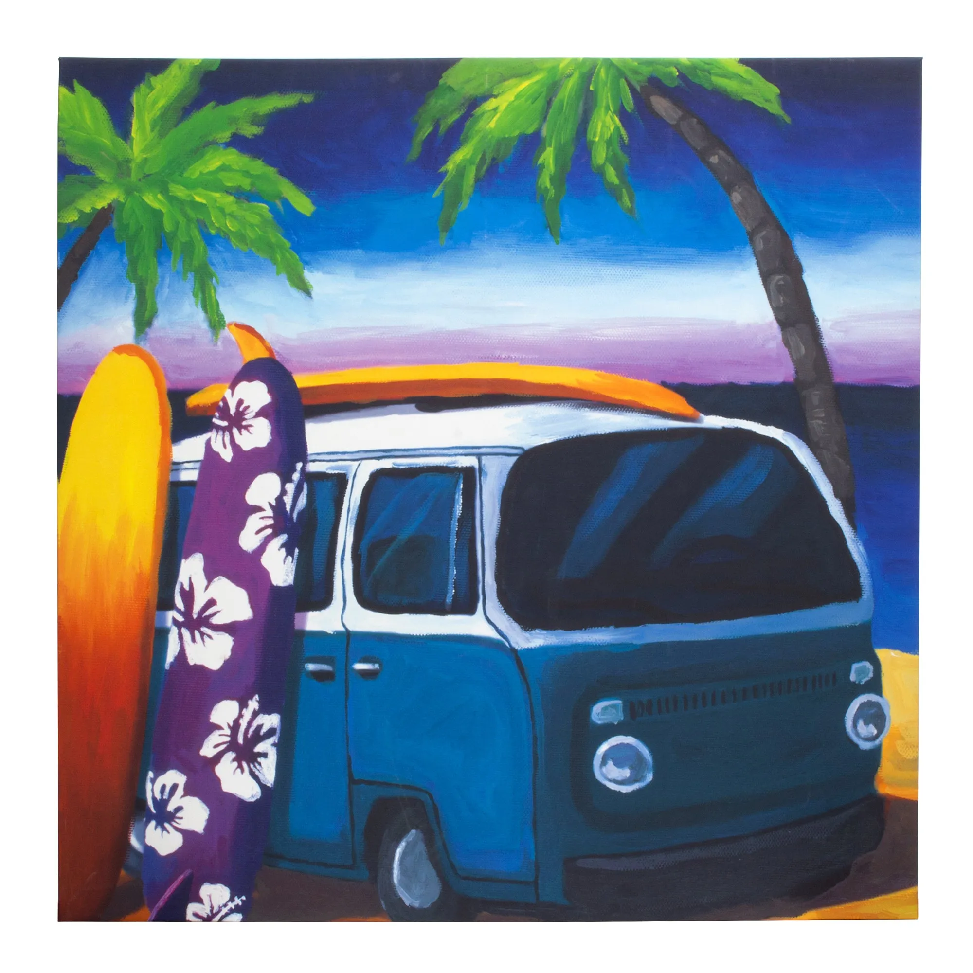 Surf Mini Bus Outdoor Canvas Art Print - 35x35