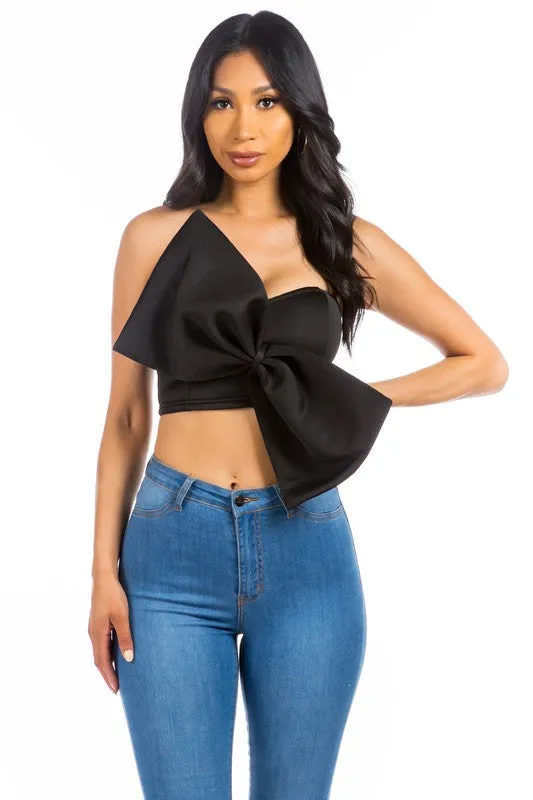 TEEK - BLACK BOW-TIE ZIP UP TUBE TOP