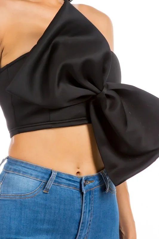 TEEK - BLACK BOW-TIE ZIP UP TUBE TOP