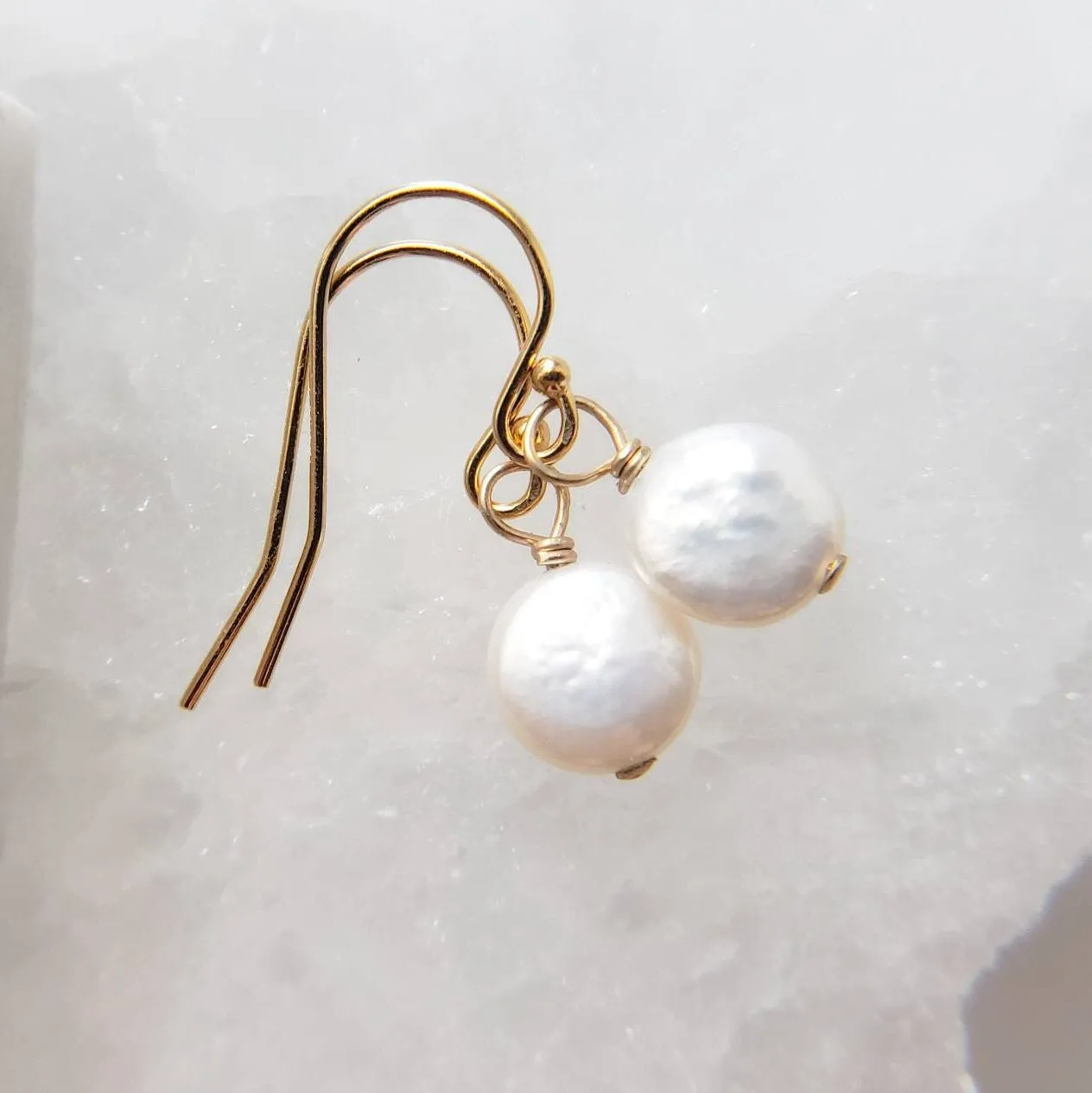 Tiny Coin Pearl Earrings