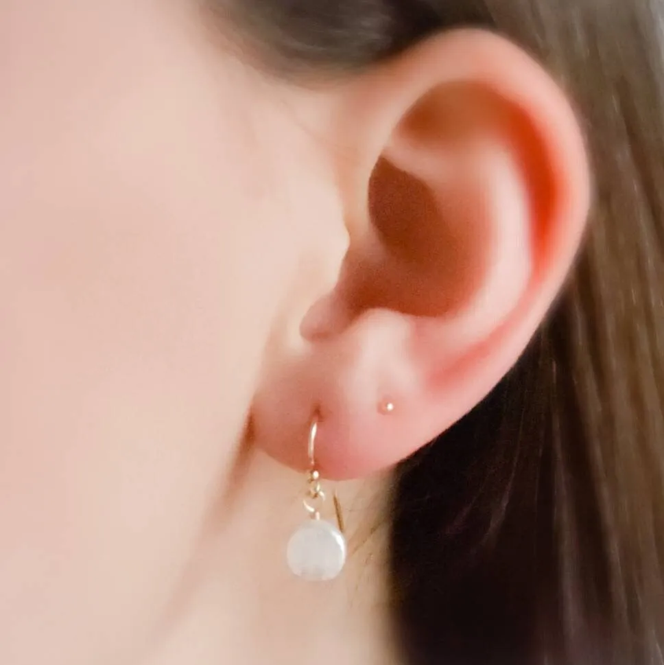 Tiny Coin Pearl Earrings