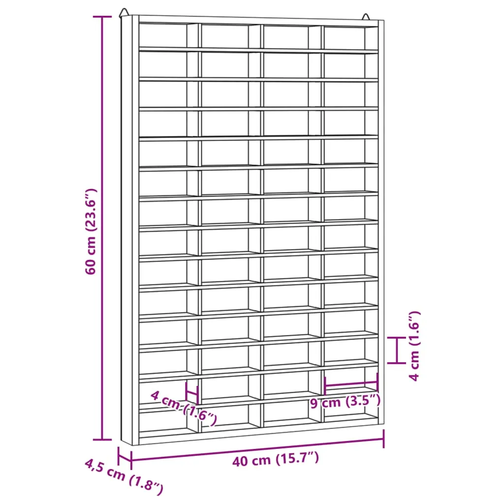 Wall Display Cabinet with 56 Compartments 40x4.5x60 cm