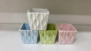 Wave Design Square Ceramic Pot