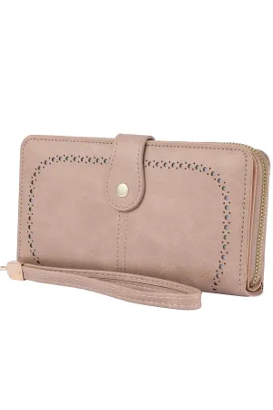 YX25793 Rachel Vegan Leather Laser Cut Out Detail Wallet/Wristlet