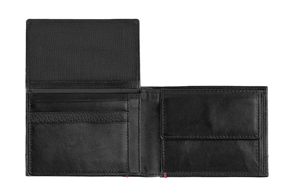 ZIPPO WALLET BLACK NAPPA 8CC ID COIN